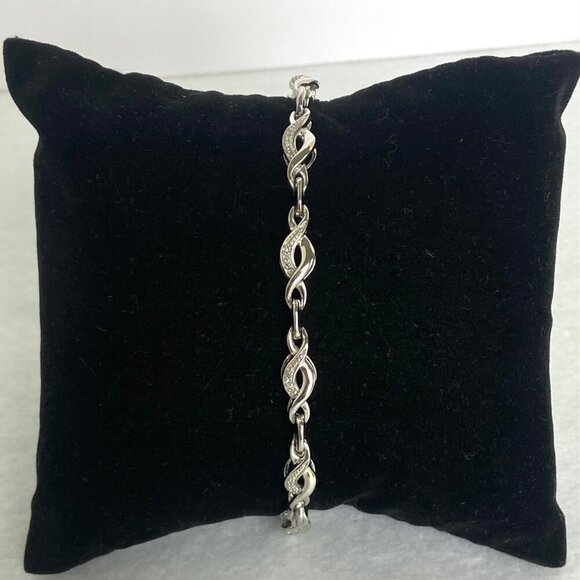 Kay Jewelers Sterling Silver 925 JWBR Infinity Link Diamond Tennis Bracelet FLAW - Picture 5 of 16